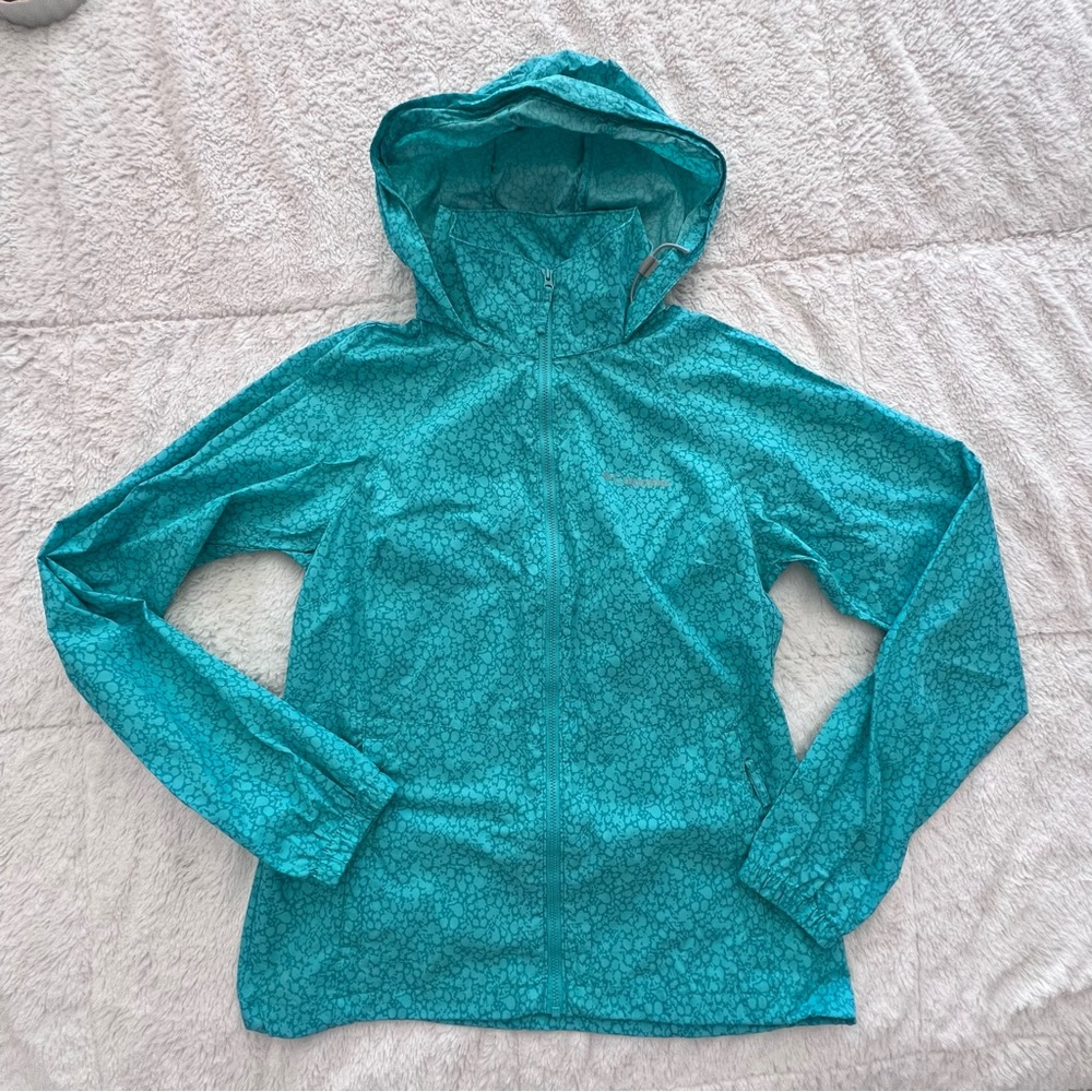 Columbia Rain Jacket Hooded Packable Outdoors Hiking Lightweight Camping Wmns S
